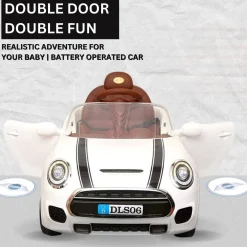 Baby Moo Mini Cooper Electric Ride-On Car for Kids | Rechargeable 12V Battery | Remote Control | USB MP3 Player | Ages 1-5 - White