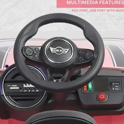 Baby Moo Mini Cooper Electric Ride-On Car for Kids | Rechargeable 12V Battery | Remote Control | USB MP3 Player | Ages 1-5 - Pink