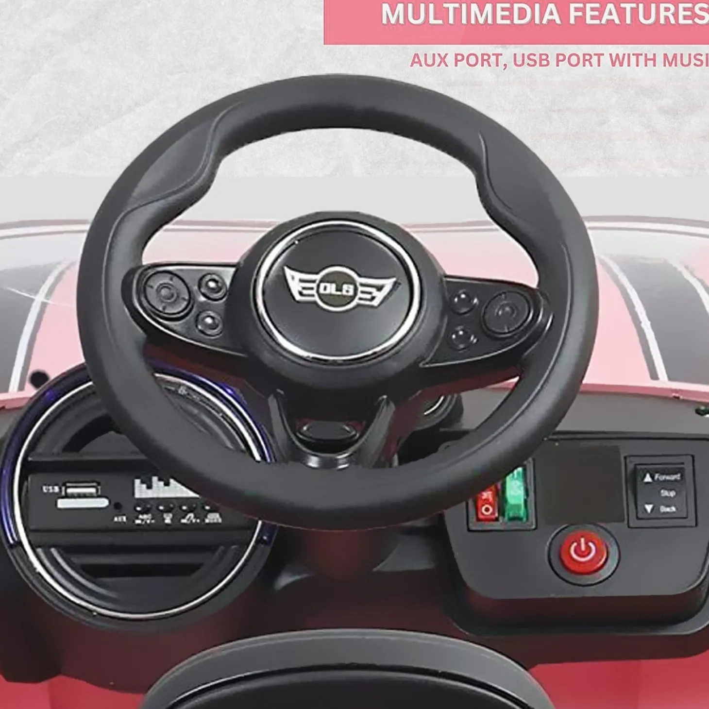 Baby Moo Mini Cooper Electric Ride-On Car for Kids | Rechargeable 12V Battery | Remote Control | USB MP3 Player | Ages 1-5 - Pink