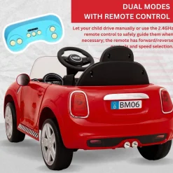 Baby Moo Mini Cooper Electric Ride-On Car for Kids | Rechargeable 12V Battery | Remote Control | USB MP3 Player | Ages 1-5 - Red