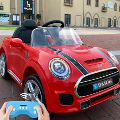 Baby Moo Mini Cooper Electric Ride-On Car for Kids | Rechargeable 12V Battery | Remote Control | USB MP3 Player | Ages 1-5 - Red