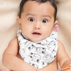 Baby Moo Mini Moo Cotton 3 Pack Bandana Bibs - White