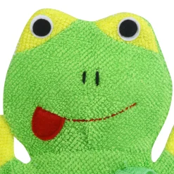 Baby Moo Mischievous Frog Bath Time Fun Hand Puppet Loofah Bath Glove - Green
