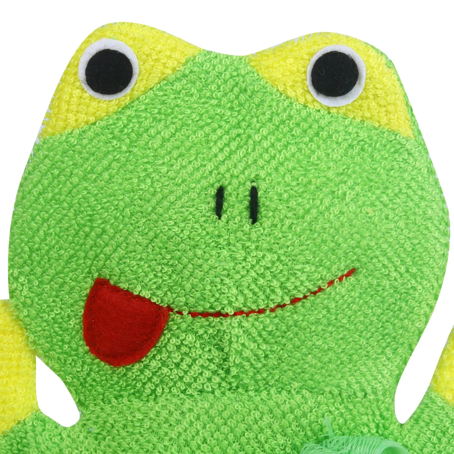 Baby Moo Mischievous Frog Bath Time Fun Hand Puppet Loofah Bath Glove - Green