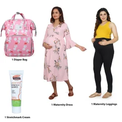 Baby Moo Mommy To Be Maternity Essentials 4 Pcs Baby Shower Gift Hamper - Pink Sizes Available