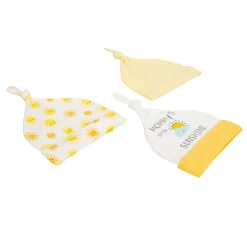 Baby Moo Mommy's Little Sunshine Knotted Infants Ultra Soft 100% Cotton All Season Pack of 3 Caps - Yellow
