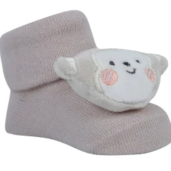 Baby Moo Monkey 3D Rattle Anti-Skid Socks Booties Pack of 2 - Multicolour