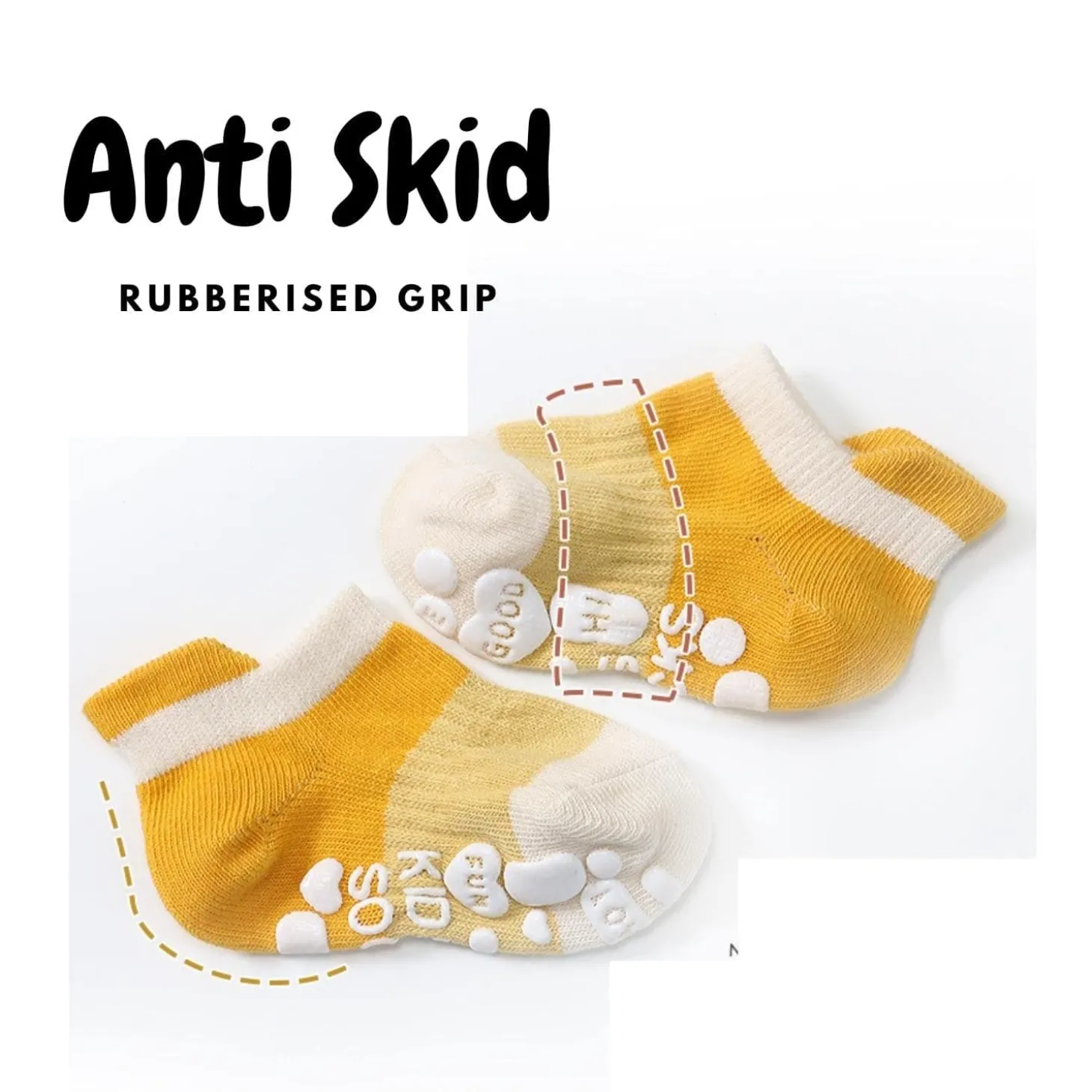 Baby Moo Monochrome Stylish Anti-Skid Adorable 5 Pack Socks - Multicolour
