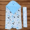 Baby Moo Mr Bear Warm Hooded Quilted Wrapper - Blue