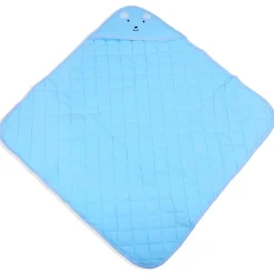 Baby Moo Mr Bear Warm Hooded Quilted Wrapper - Blue