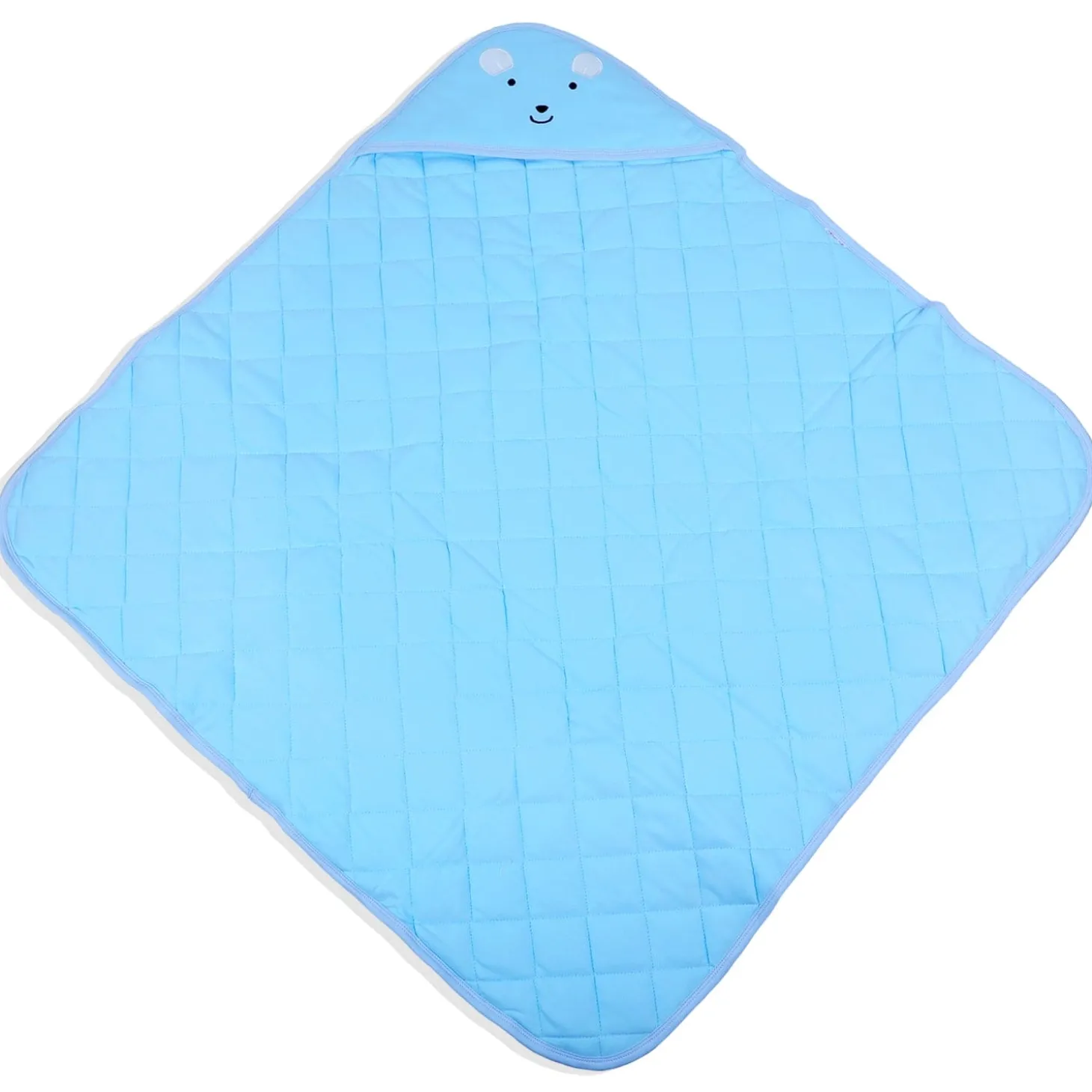 Baby Moo Mr Bear Warm Hooded Quilted Wrapper - Blue