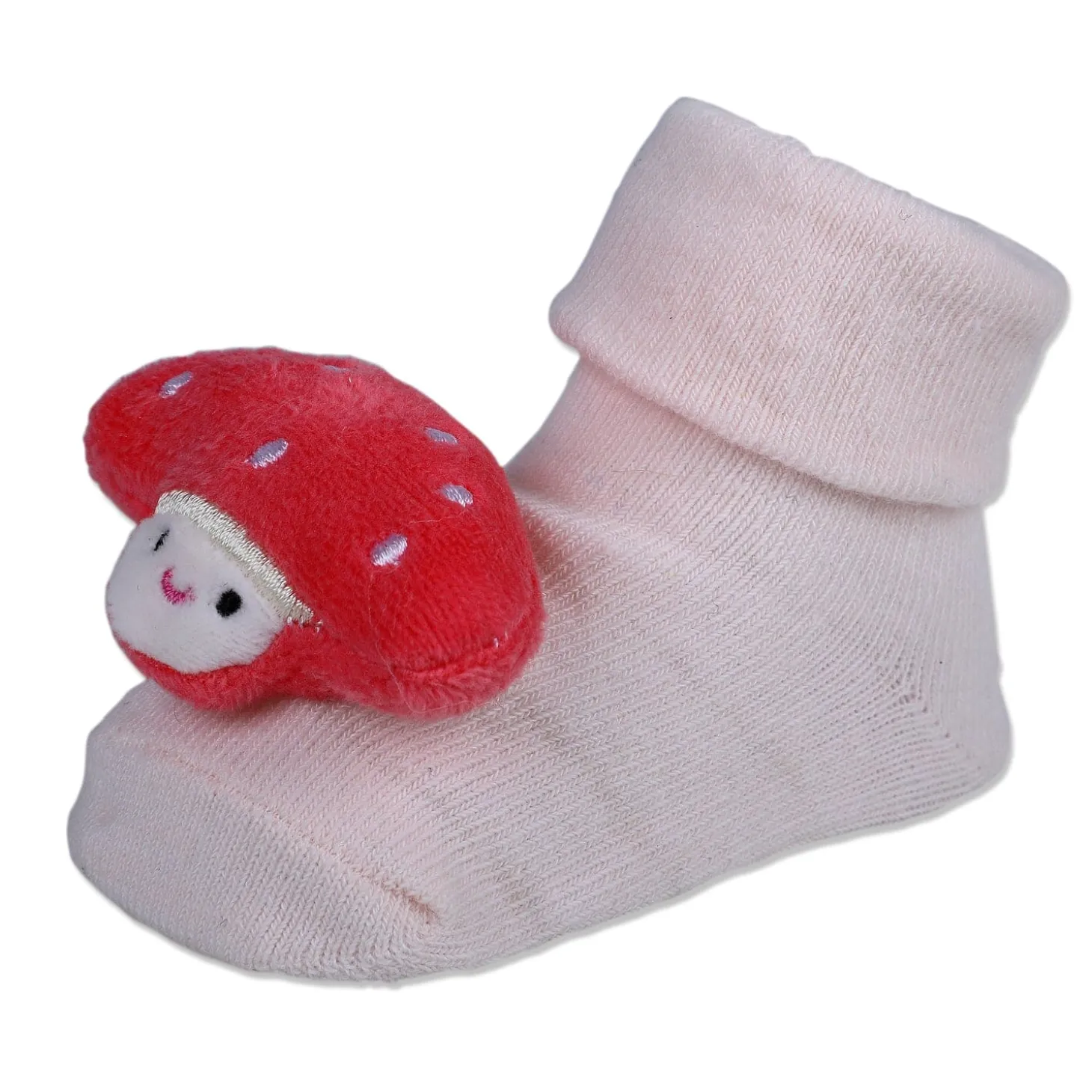 Baby Moo Mushroom Cotton Anti-Skid 3D Socks - Pink