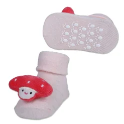 Baby Moo Mushroom Cotton Anti-Skid 3D Socks - Pink