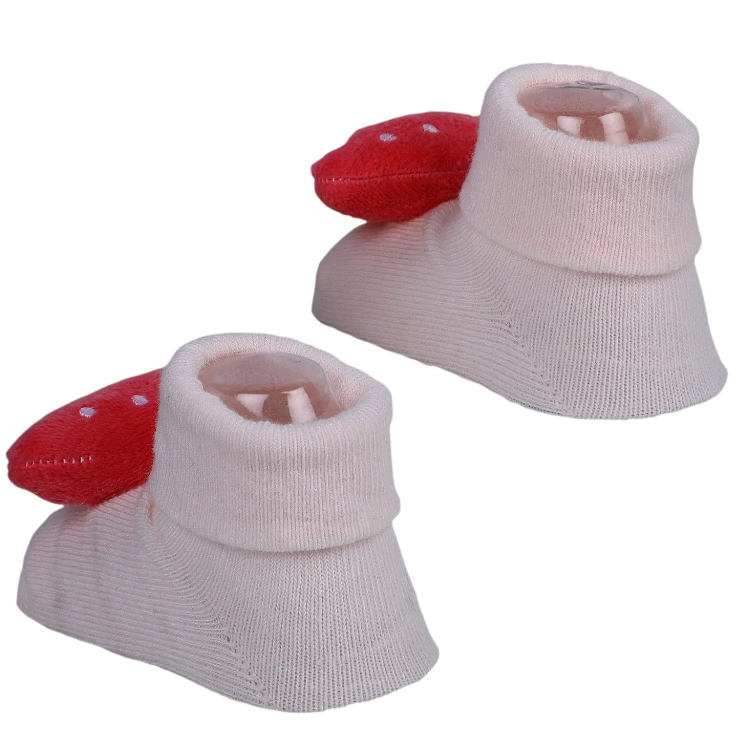 Baby Moo Mushroom Cotton Anti-Skid 3D Socks - Pink