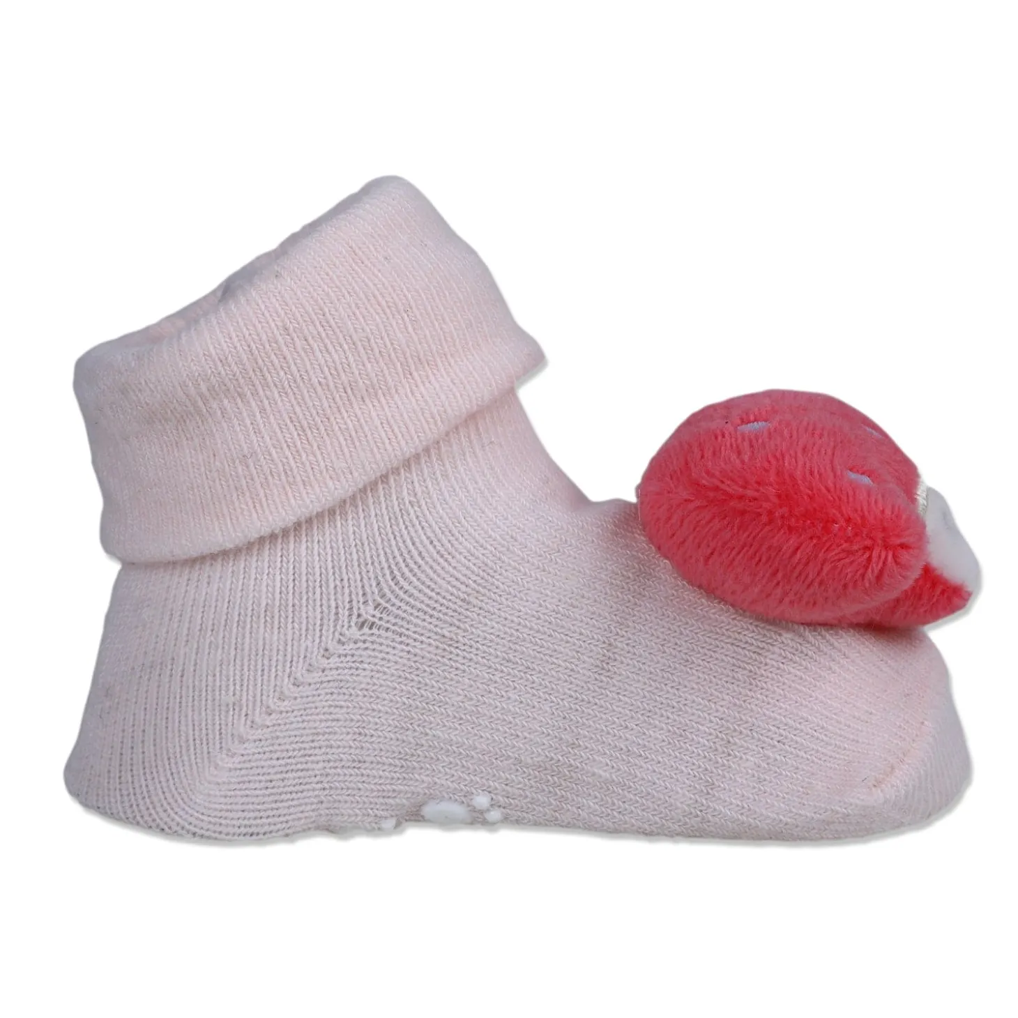 Baby Moo Mushroom Cotton Anti-Skid 3D Socks - Pink