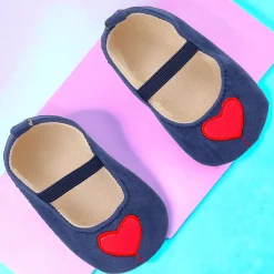 Baby Moo My Little Heart Anti-Skid Elastic Strap Ballerina Booties - Blue, Red