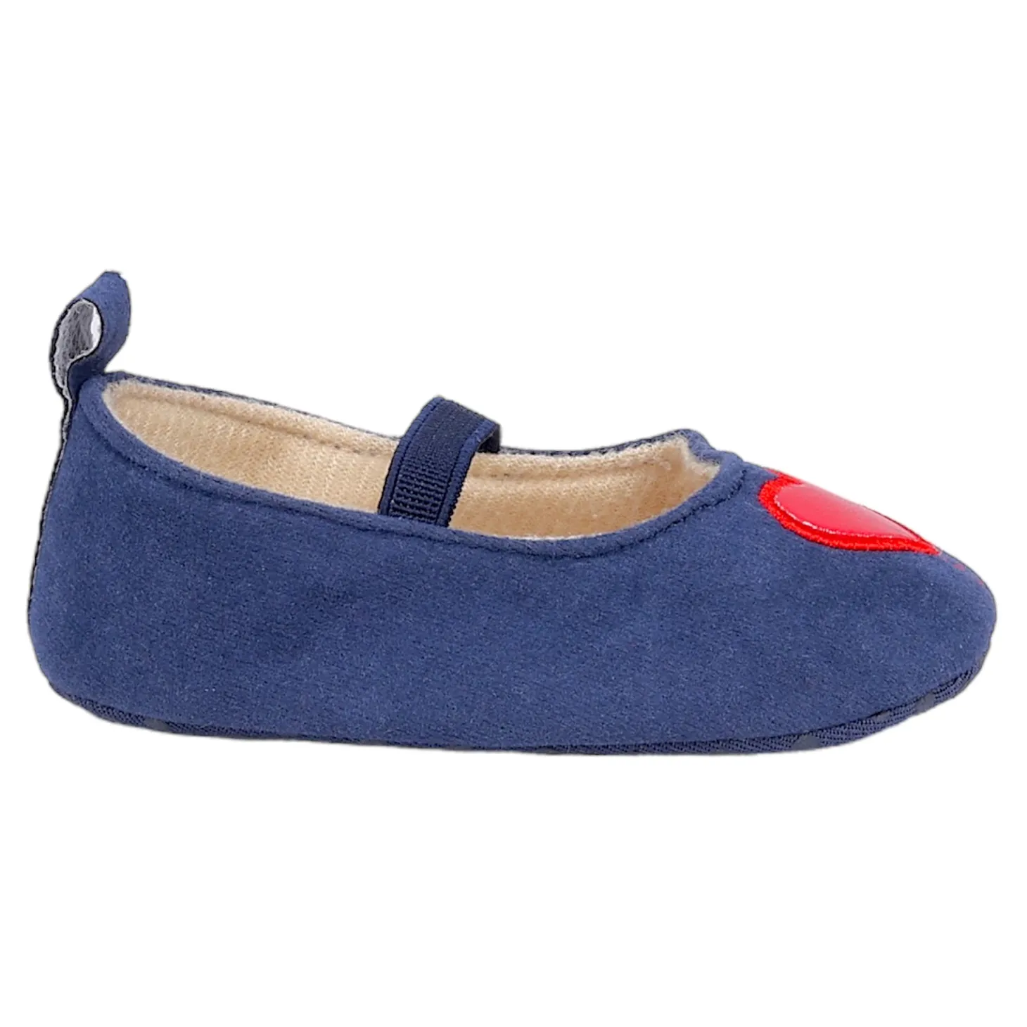 Baby Moo My Little Heart Anti-Skid Elastic Strap Ballerina Booties - Blue, Red