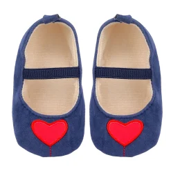 Baby Moo My Little Heart Anti-Skid Elastic Strap Ballerina Booties - Blue, Red