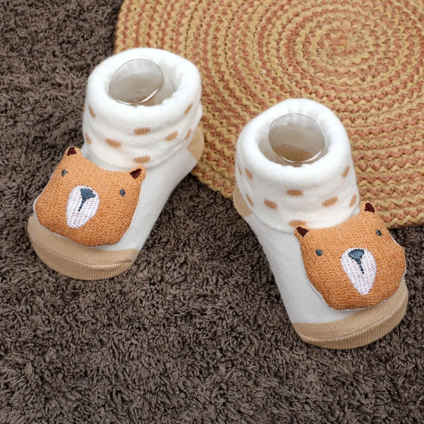 Baby Moo My Pet Cotton Anti-Skid 3D Socks - White