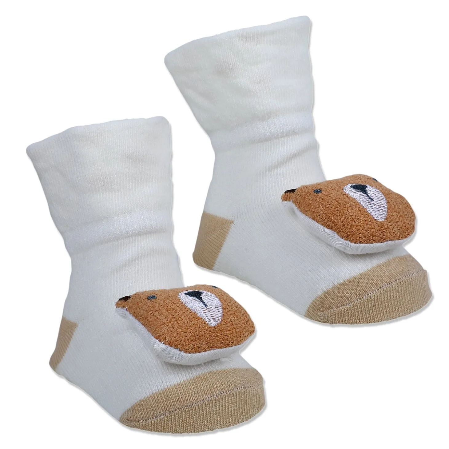 Baby Moo My Pet Cotton Anti-Skid 3D Socks - White