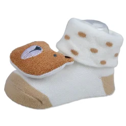 Baby Moo My Pet Cotton Anti-Skid 3D Socks - White