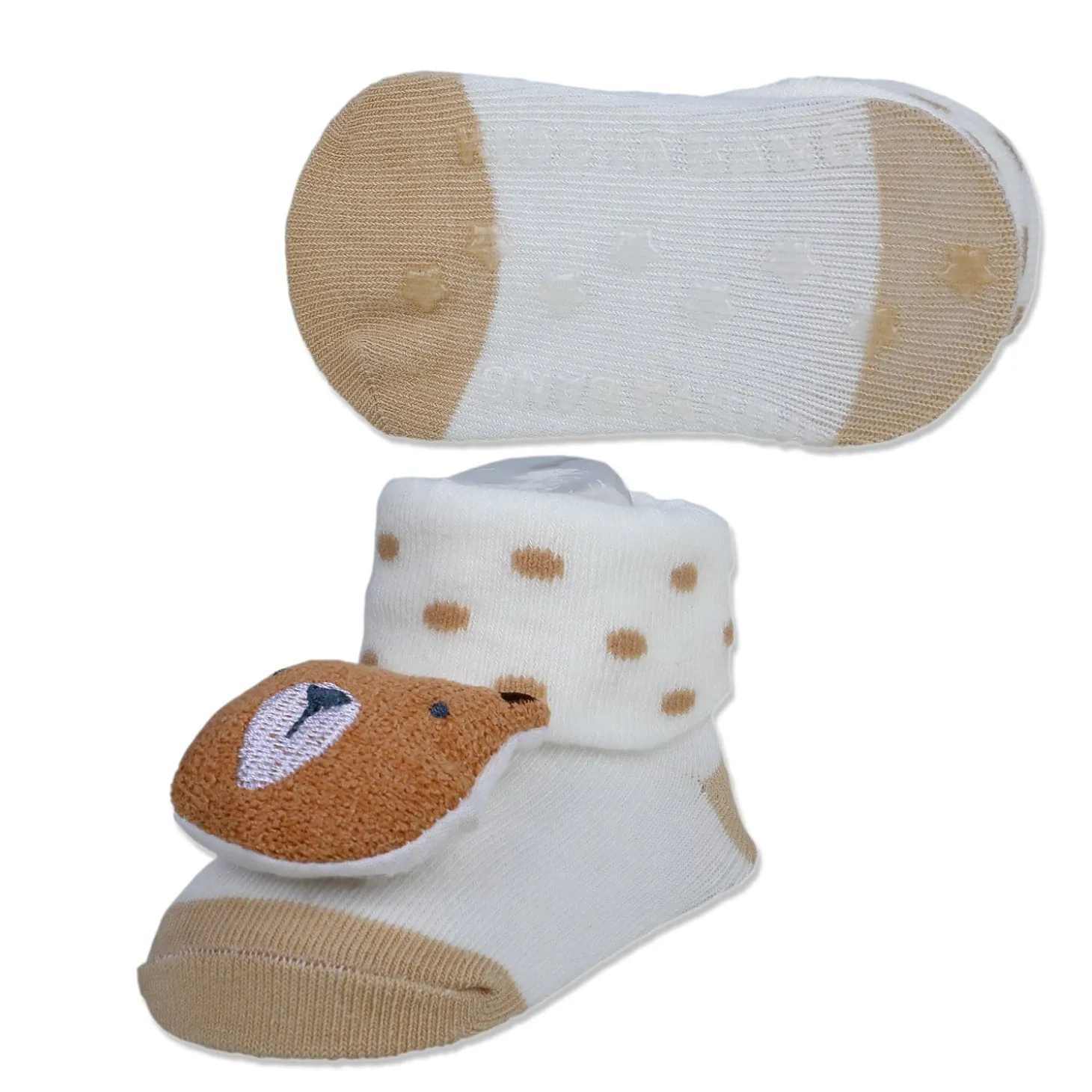 Baby Moo My Pet Cotton Anti-Skid 3D Socks - White