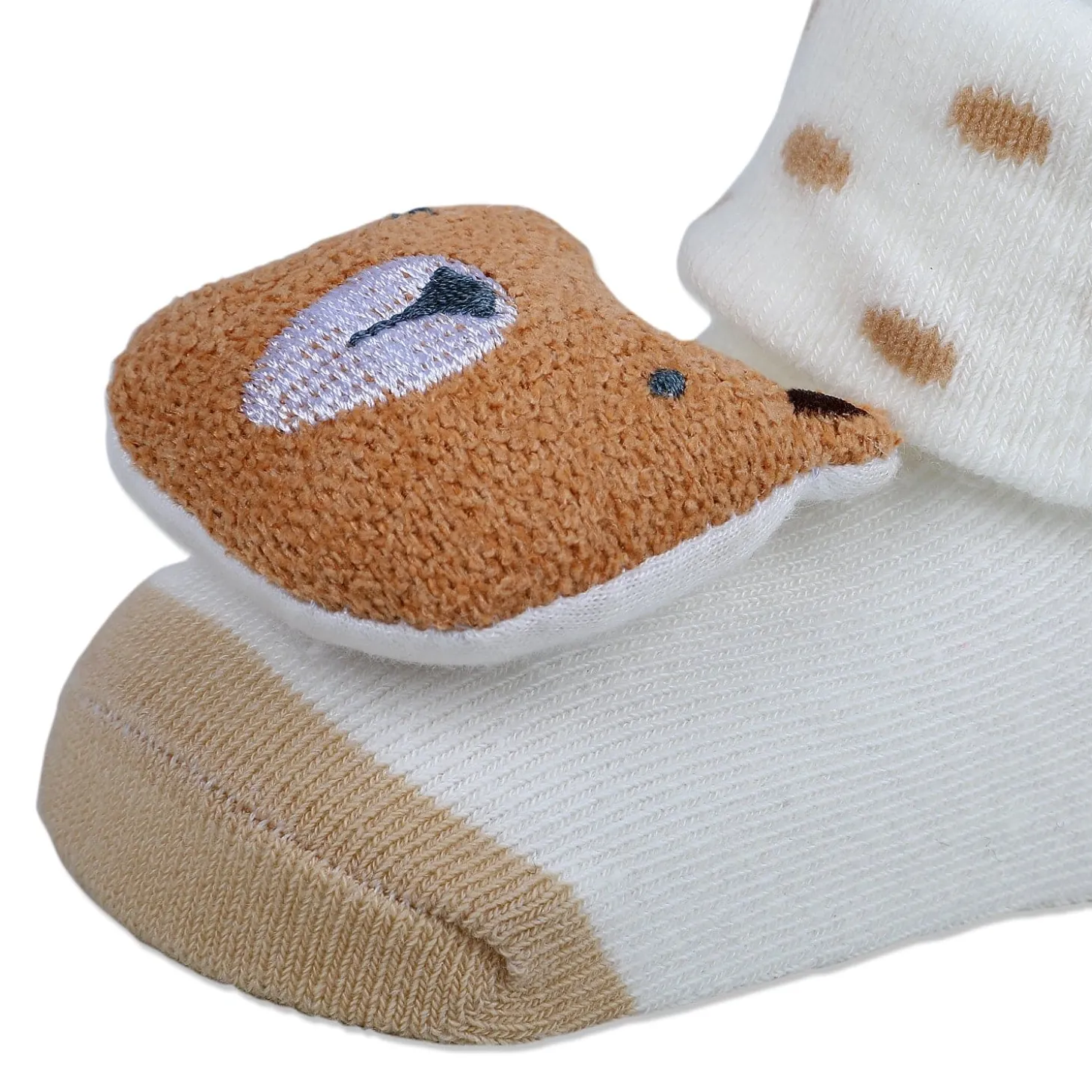 Baby Moo My Pet Cotton Anti-Skid 3D Socks - White