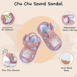 Baby Moo My Pet's House Chu-Chu Sound Breathable Anti-Skid Sandals - Pink