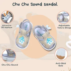 Baby Moo My Pet's House Chu-Chu Sound Breathable Anti-Skid Sandals - Beige
