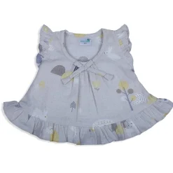 Baby Moo Nature Lover Muslin Frilly Top And Shorts Co-ord Set - Grey