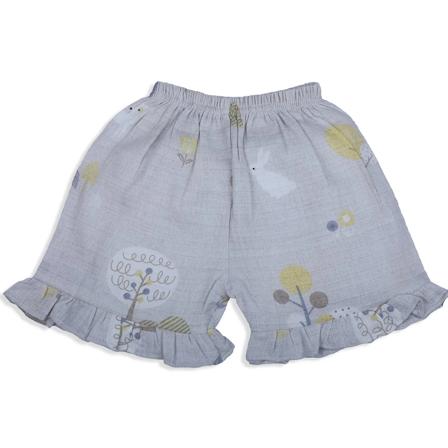 Baby Moo Nature Lover Muslin Frilly Top And Shorts Co-ord Set - Grey