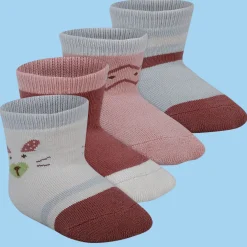Baby Moo Nature Print Soft Socks Pack of 4 - Red, White