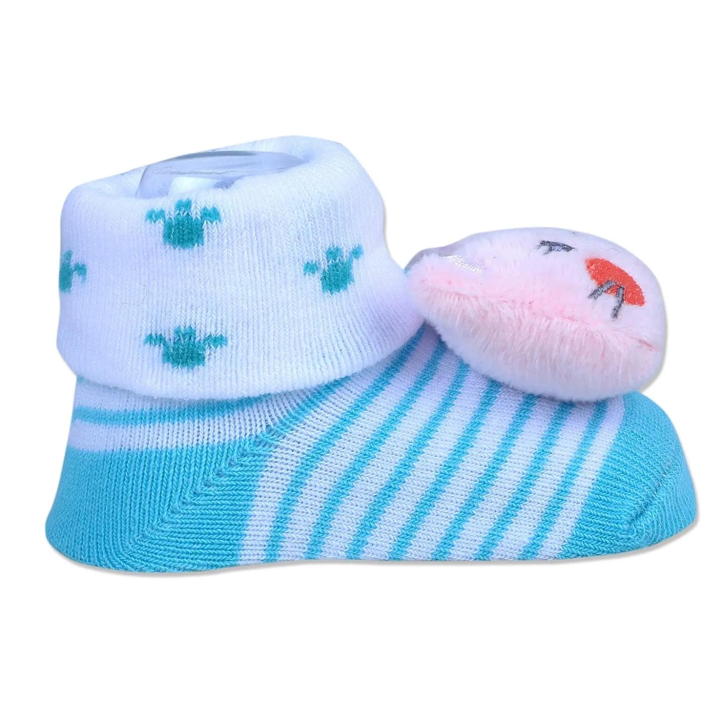 Baby Moo Naughty Cat Cotton Anti-Skid 3D Socks - Blue