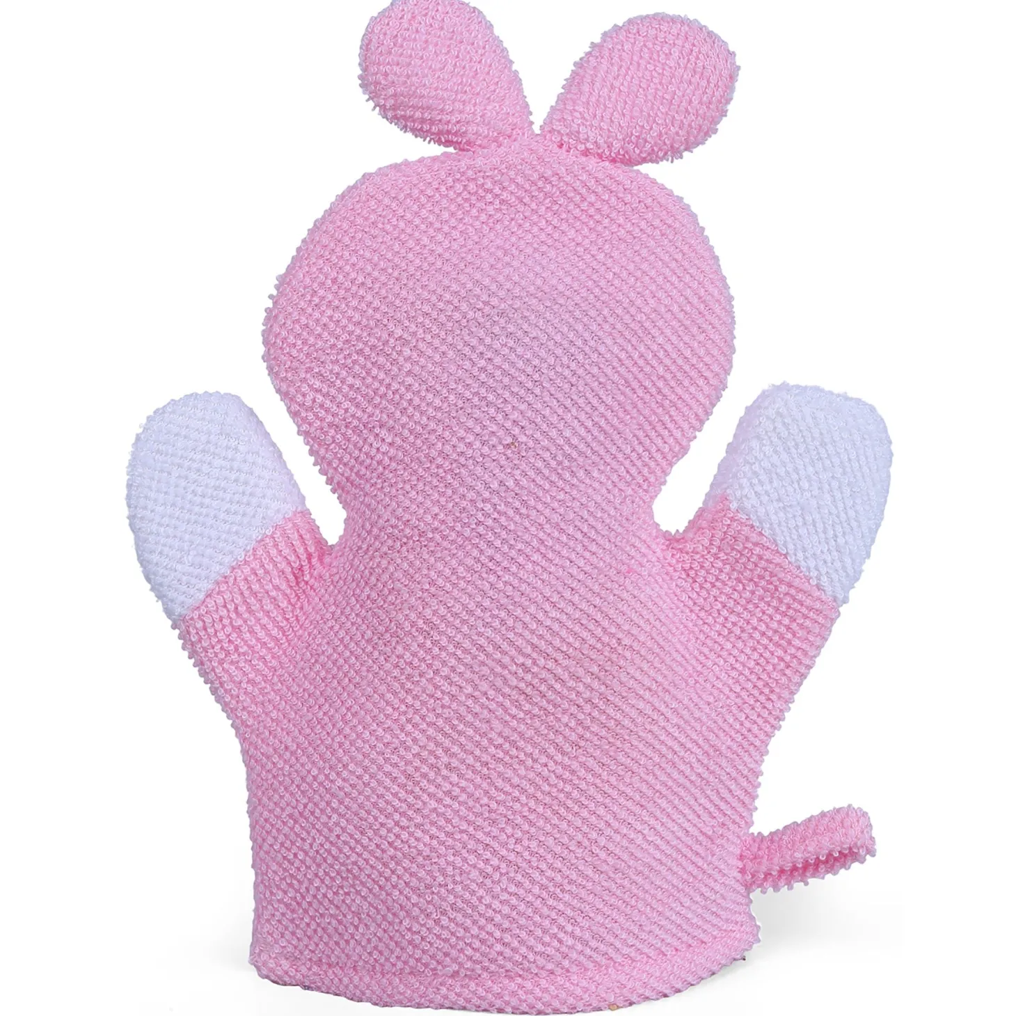 Baby Moo Naughty Rabbit Bath Time Fun Hand Puppet Loofah Bath Glove - Pink