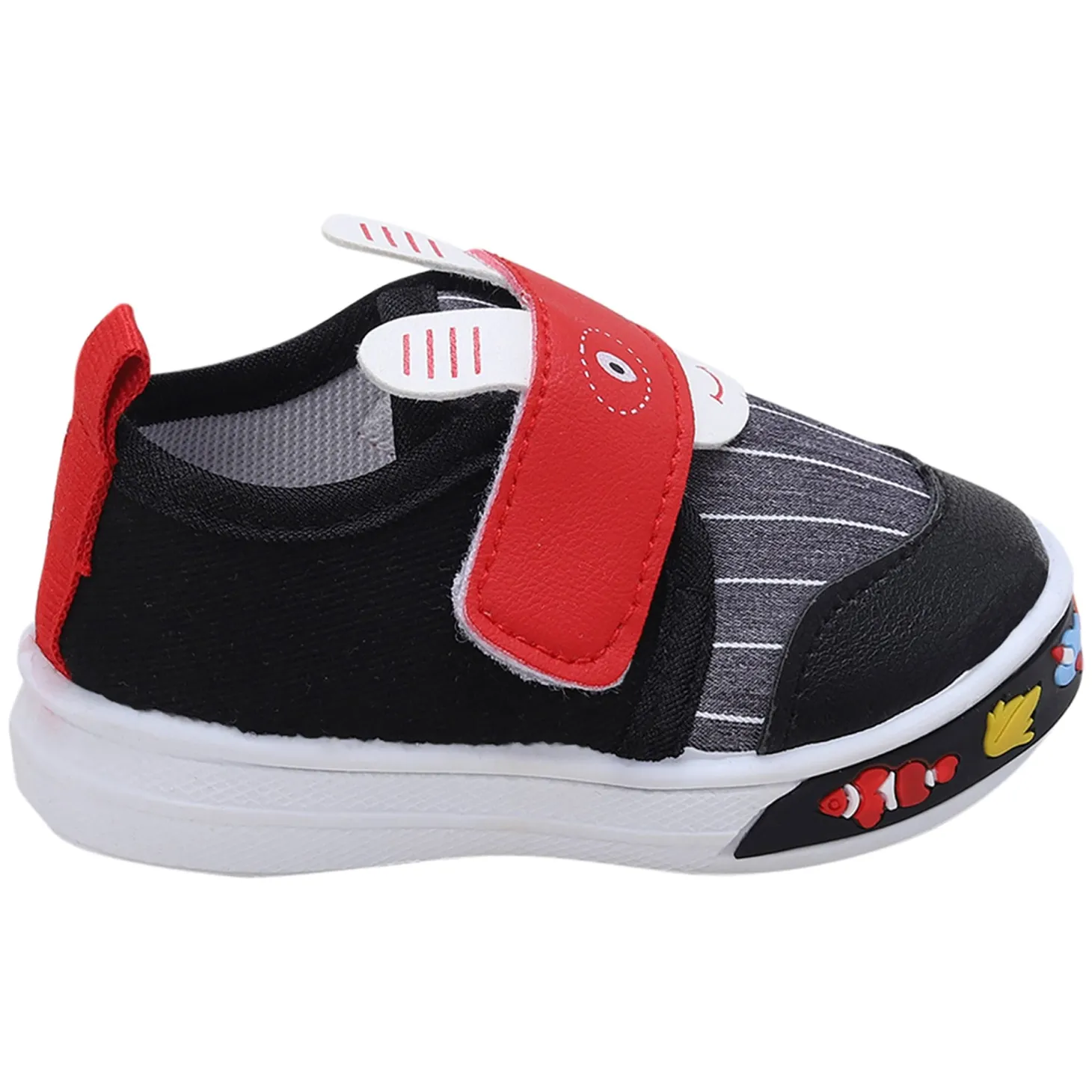 Baby Moo Ninja Rabbit Velcro Strap Anti-Skid Chu Chu Sound Sneakers - Black
