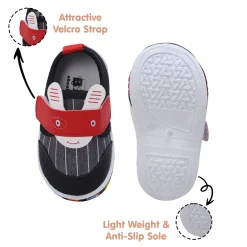 Baby Moo Ninja Rabbit Velcro Strap Anti-Skid Chu Chu Sound Sneakers - Black