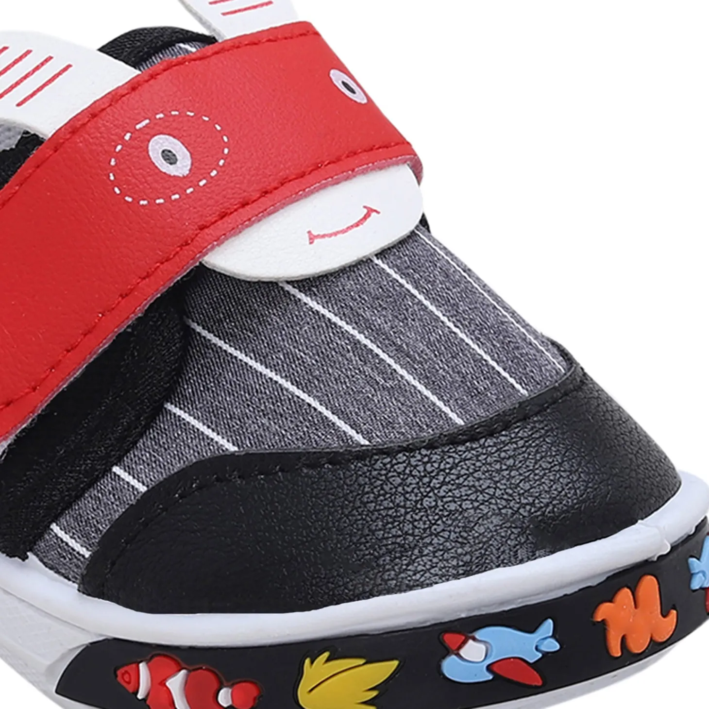 Baby Moo Ninja Rabbit Velcro Strap Anti-Skid Chu Chu Sound Sneakers - Black
