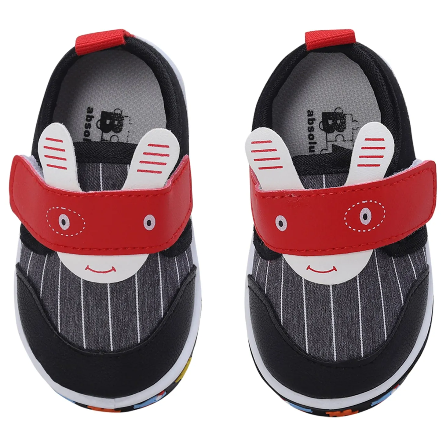 Baby Moo Ninja Rabbit Velcro Strap Anti-Skid Chu Chu Sound Sneakers - Black