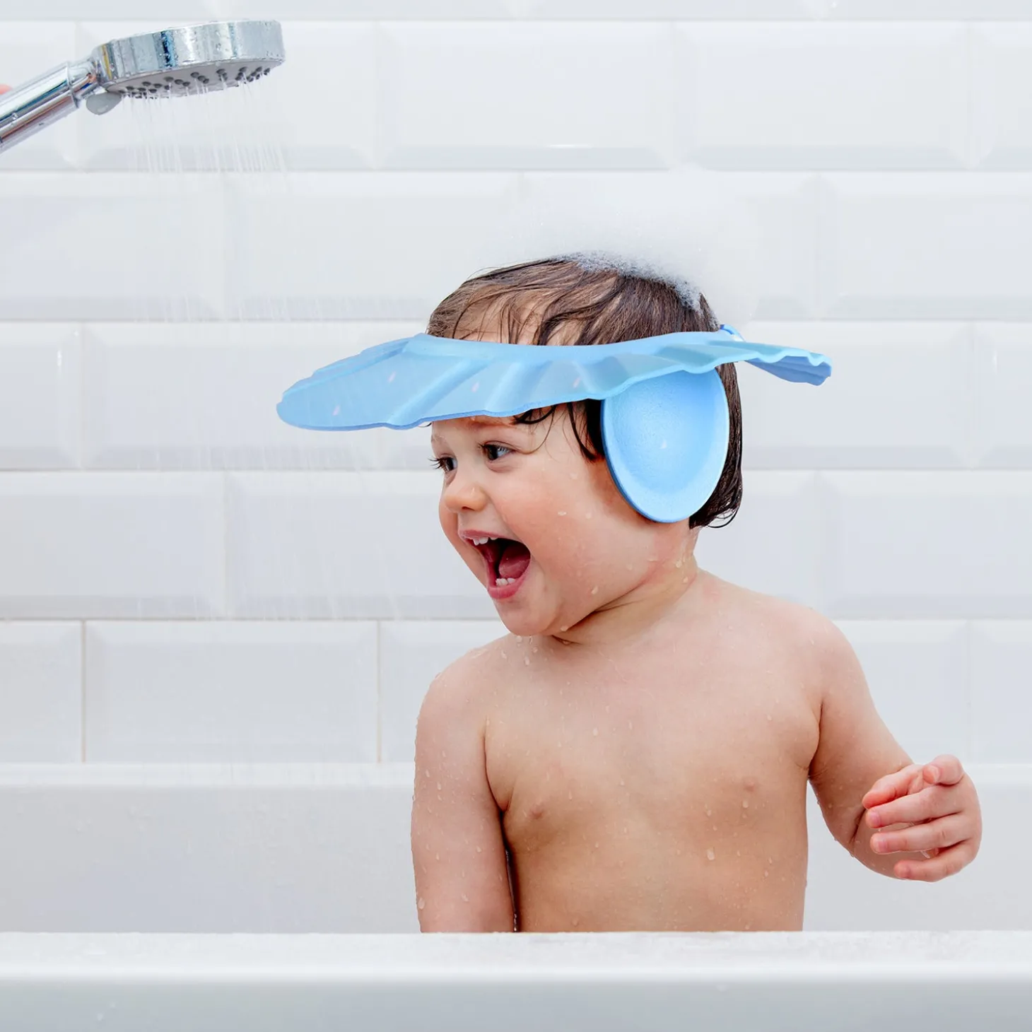 Baby Moo No Tears Safe Adjustable Bathing Shower Cap - Blue