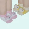 Baby Moo Owl 3D Rattle Anti-Skid Socks Booties Pack of 2 - Yellow, Pink