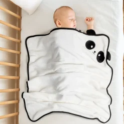 Baby Moo Panda Applique with 3D Ears Soft Blanket - White