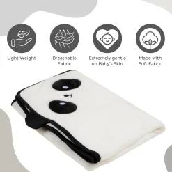 Baby Moo Panda Applique with 3D Ears Soft Blanket - White