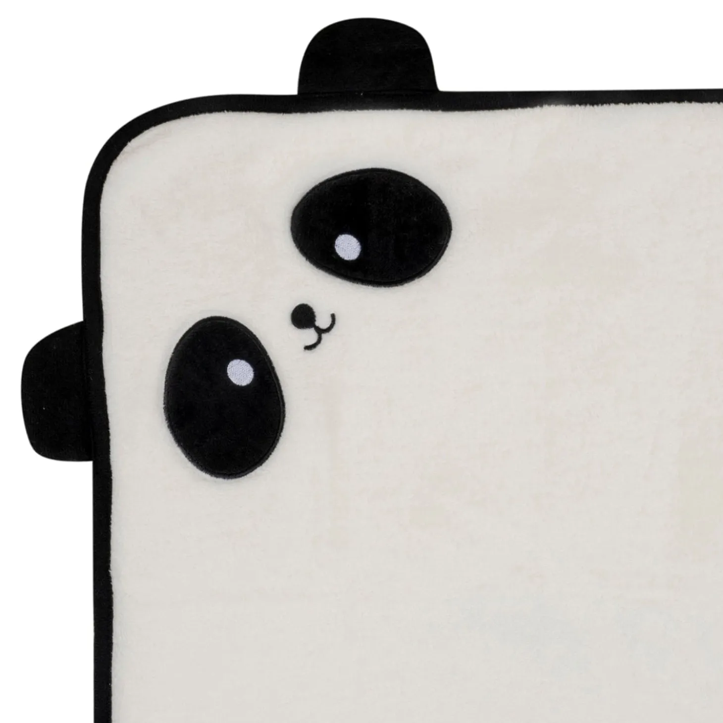 Baby Moo Panda Applique with 3D Ears Soft Blanket - White