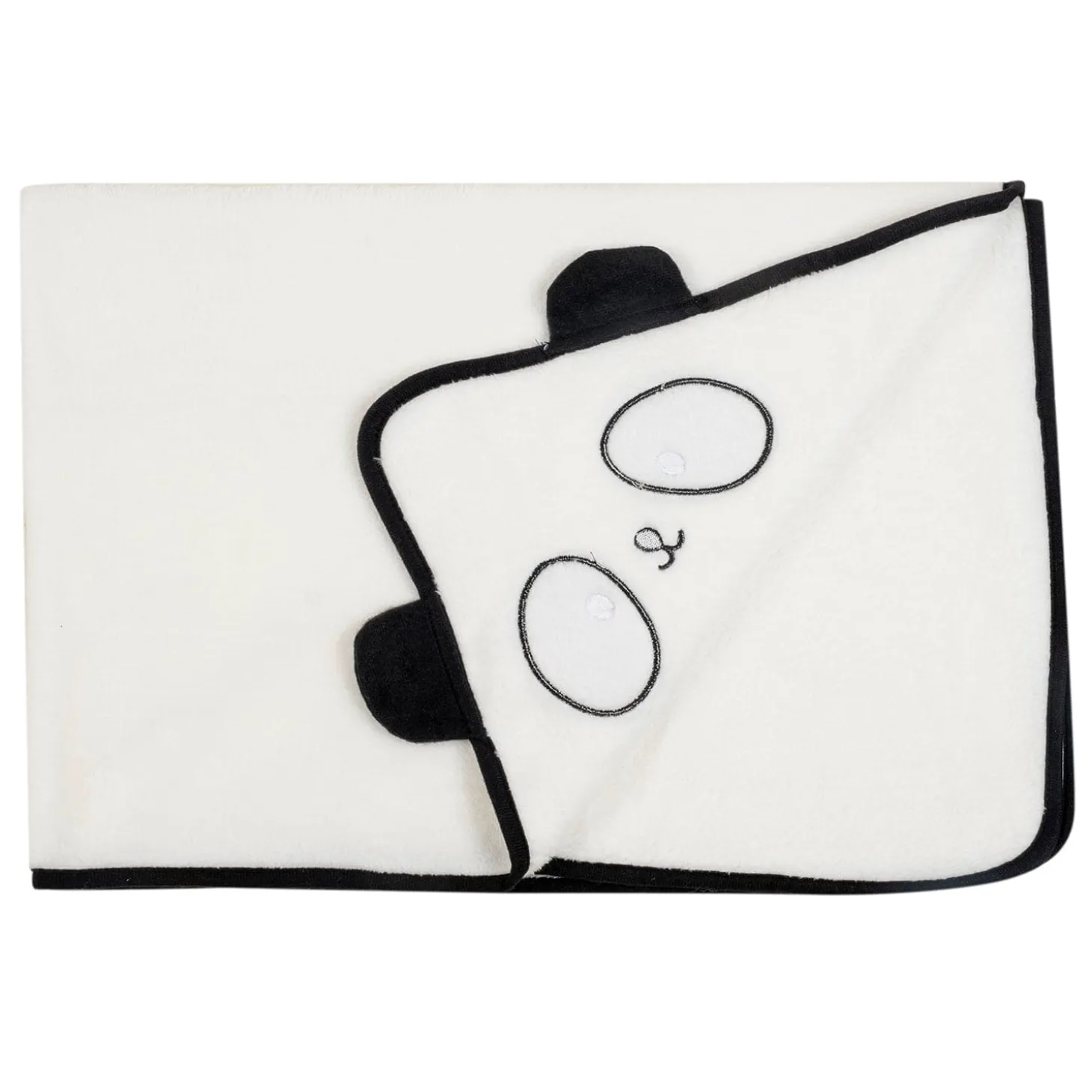 Baby Moo Panda Applique with 3D Ears Soft Blanket - White
