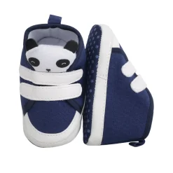 Baby Moo Panda Blue Velcro Booties