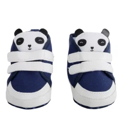Baby Moo Panda Blue Velcro Booties