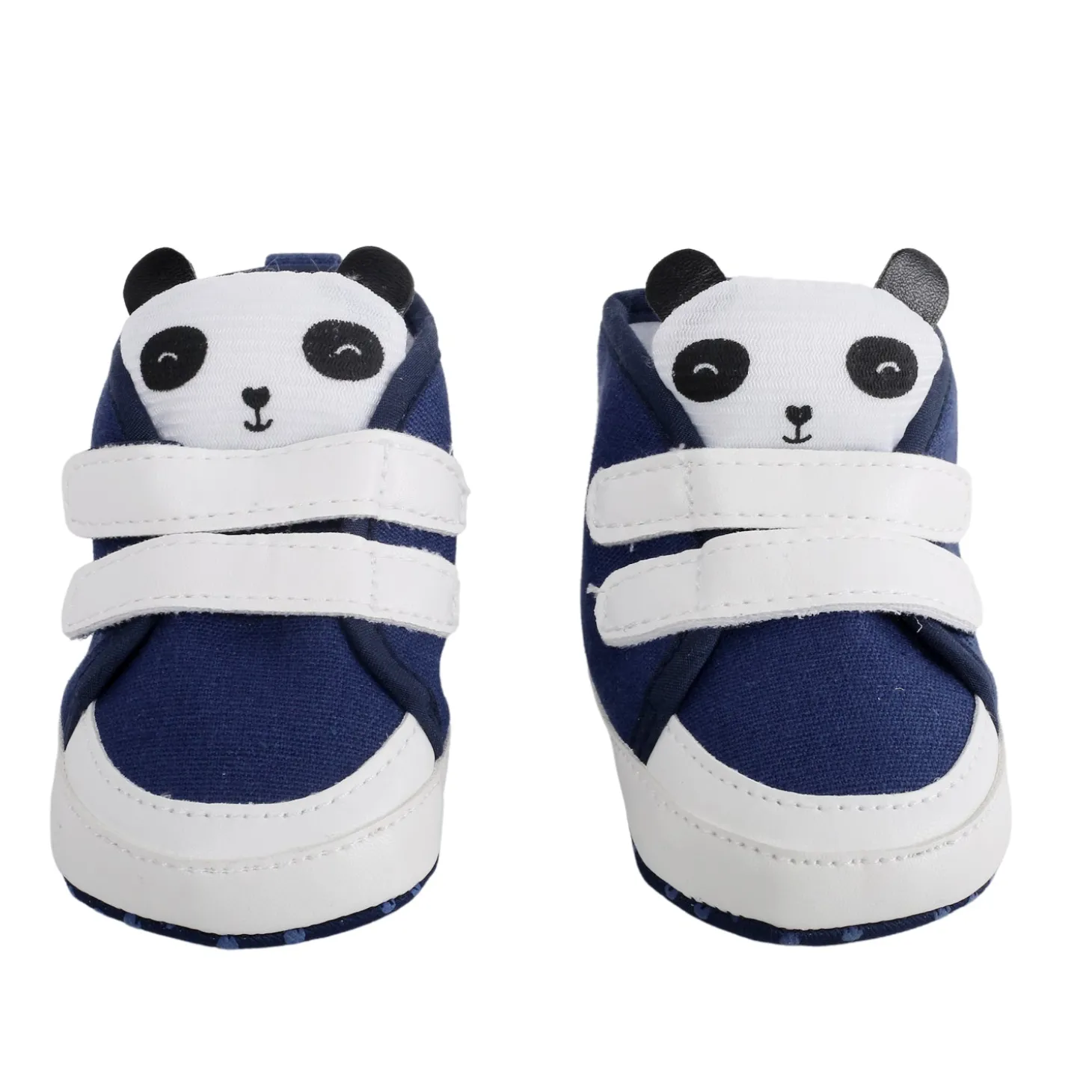 Baby Moo Panda Blue Velcro Booties
