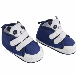Baby Moo Panda Blue Velcro Booties