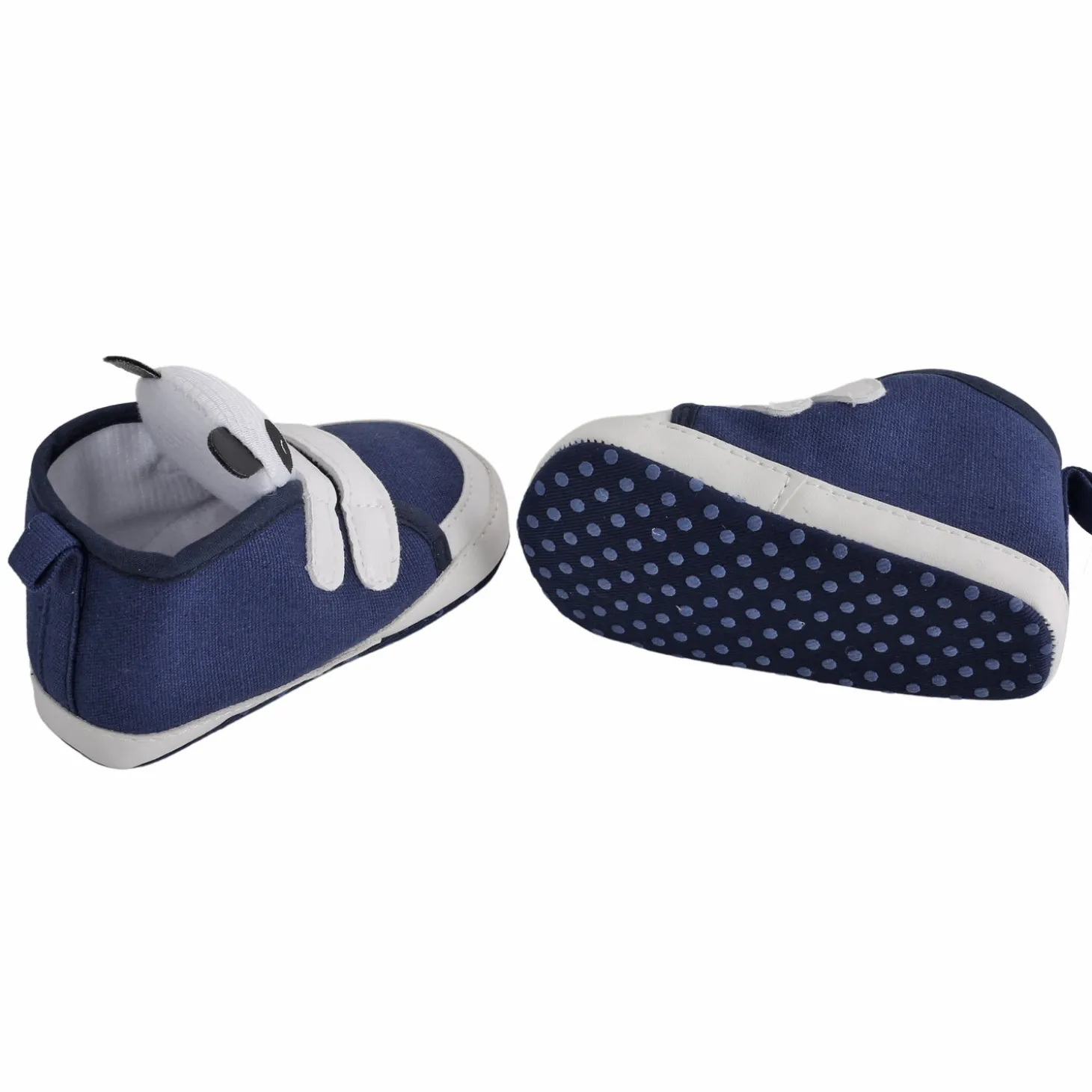 Baby Moo Panda Blue Velcro Booties
