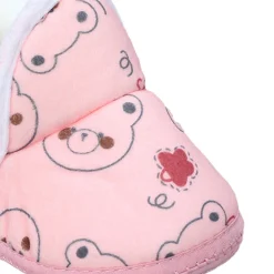 Baby Moo Panda Face Printed Soft Slip-On Anti-Skid Plush Warm Booties - Pink